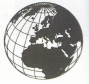 black and white globe of Africa and the Middle East